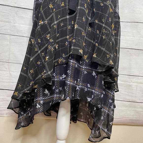 SIMPLY VERA VERA WANG | Black & Navy Multimedia Floral Print Dress with Slip - Picture 4 of 17